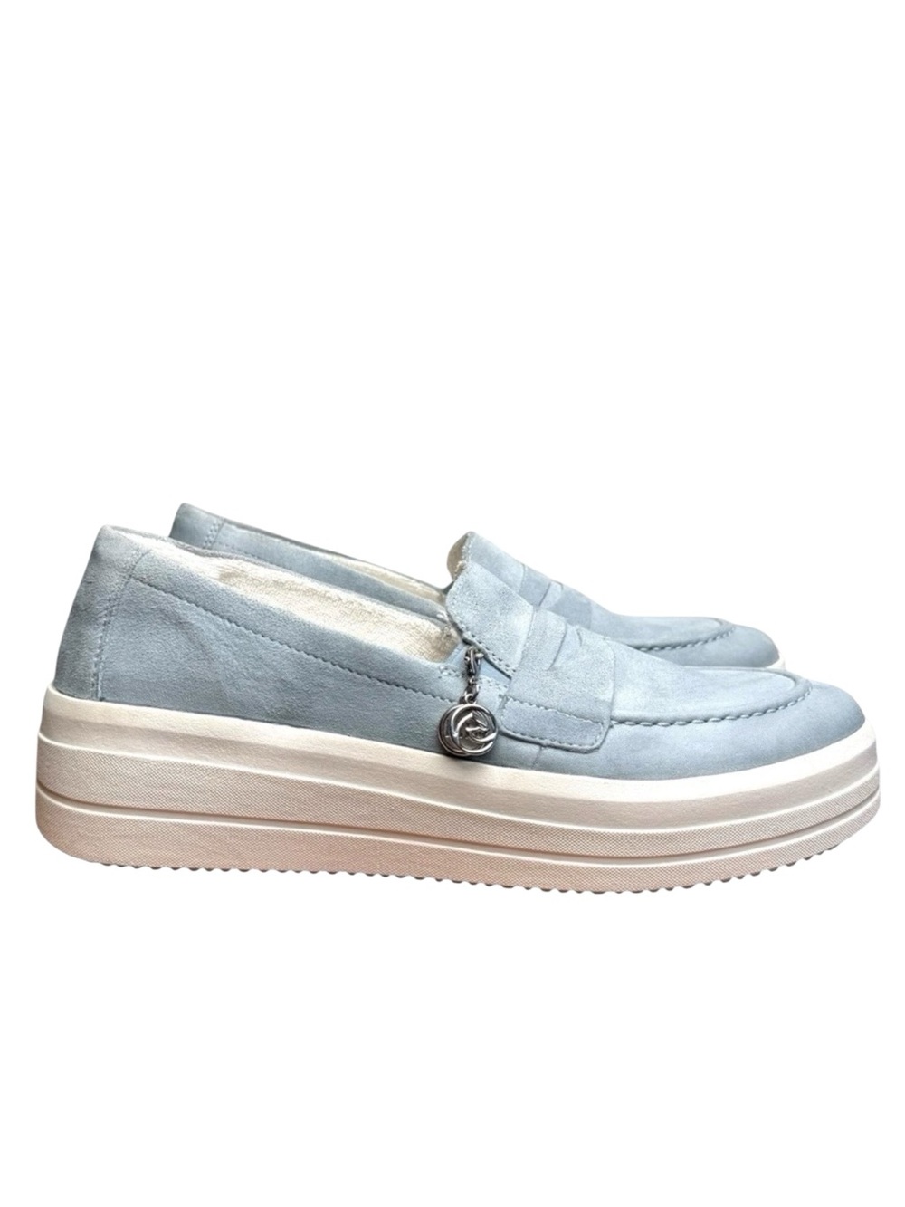 Remote Soft Women's D1C05 Julika Light Blue Platform Loafers Shoes Size 40 8.5-9